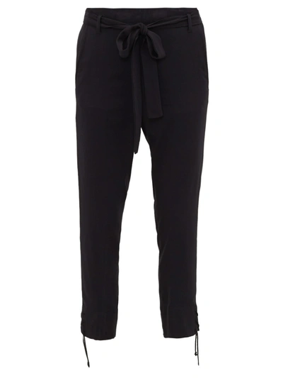 Ann Demeulemeester Laced-cuff High-rise Trousers In Black