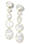 Ippolita 18k Yellow Gold Polished Rock Candy Mother-of-pearl Clip-on Graduated Drop Earrings In Yellow Gold/ Mother Of Pearl