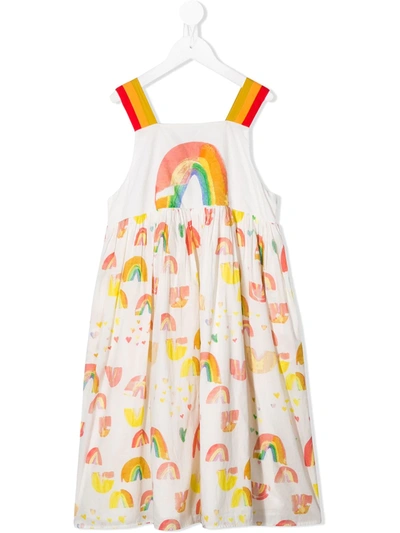 Stella Mccartney Kids' Girl's Painted Rainbow Sleeveless Cotton Dress In White Multi