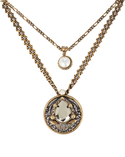 Alexander Mcqueen Signature Long Layered Chain Necklace In Gold