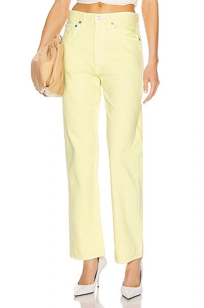 Agolde Cotton High-rise Straight Jeans In Limoncello