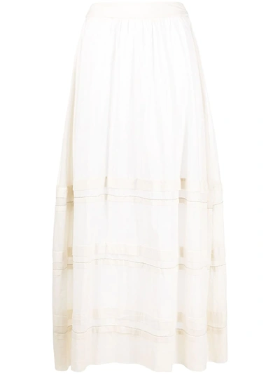 Peserico Embroidered Flared Maxi Skirt In White