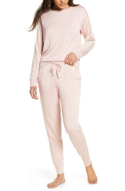 Flora Nikrooz Lotus Brushed Knit Pajama Set In Pink