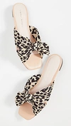 Loeffler Randall Daphne Bow-embellished Leopard-print Plissé-lamé Slides