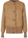 Burberry Nairn Quilt Front Logo Jacquard Sweater Jacket In Brown