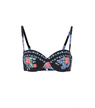 Tory Burch Lipsi Printed Underwire Bikini Top In Black