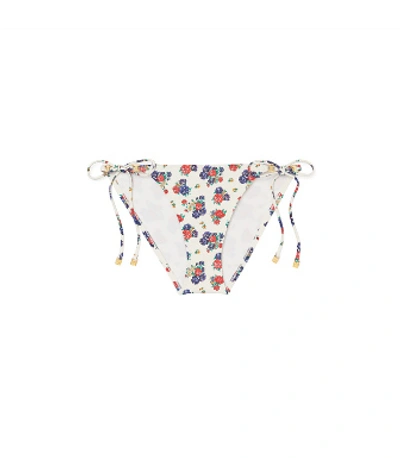 Tory Burch Gemini Link Printed String Bikini Bottom In Tea Rose Ditsy