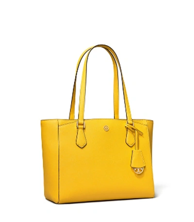 Tory Burch Robinson Small Tote Bag In Lemon Drop