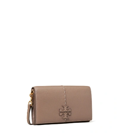Tory Burch Mcgraw Wallet Crossbody In Silver Maple