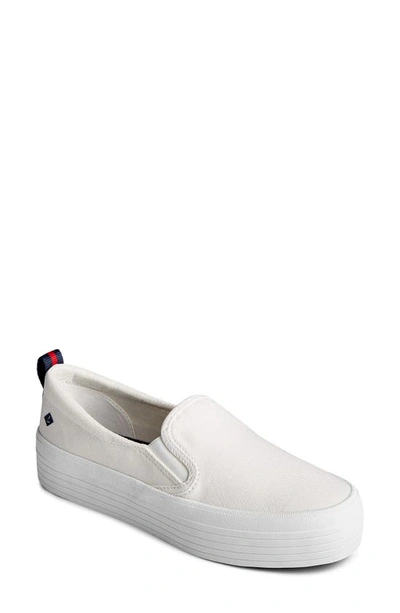 Sperry Women's Crest Twin Gore Perforated Slip On Sneakers, Created For Macy's In White