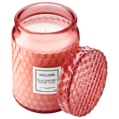 Voluspa Blackberry Rose & Oud Large Jar Candle 18 Oz. In Pink