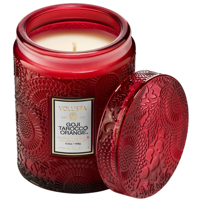 Voluspa Mini Goji & Tarocco Orange Glass Candle 5.5 oz/ 156 G 1-wick Candle In Goji Tarocco Orange