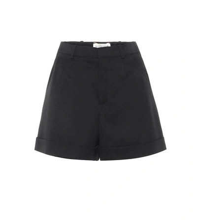 Saint Laurent Pleated Wool Shorts In Black