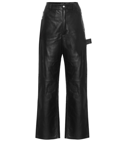 Ben Taverniti Unravel Project High-rise Wide-leg Leather Jeans In Black