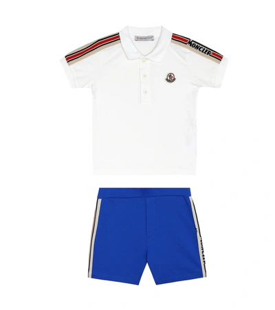 Moncler Baby Cotton Shirt And Shorts Set In White
