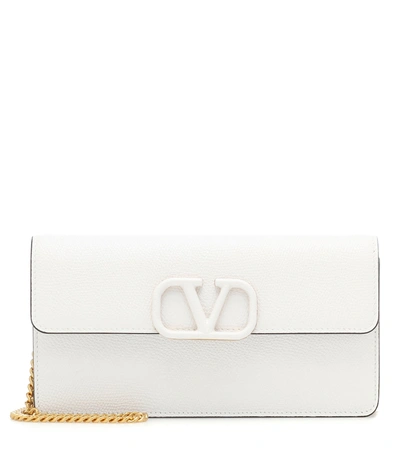 Valentino Garavani Vsling Small Leather Clutch In White