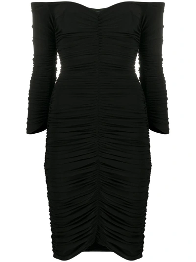 Norma Kamali Off Shoulder Slinky Dress In Black
