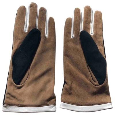 Pre-owned Max Mara Leather Gloves In Camel