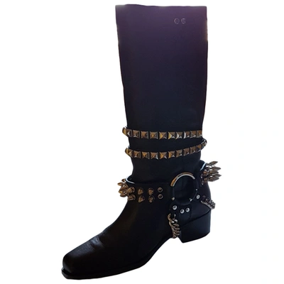 Pre-owned Moschino Black Leather Boots