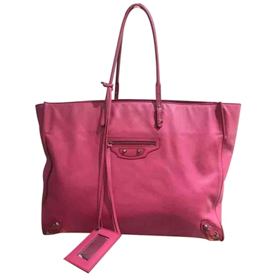 Pre-owned Balenciaga Papier Pink Leather Handbag