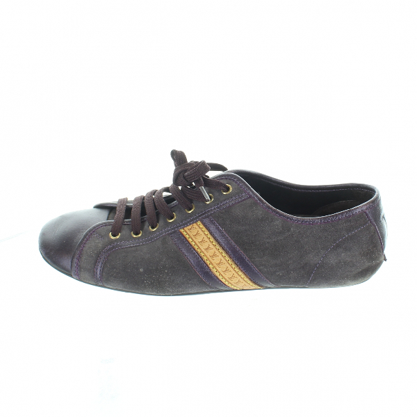 Pre-Owned Louis Vuitton Purple Suede Trainers | ModeSens