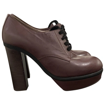 Pre-owned Marni Leather Ankle Boots In Burgundy