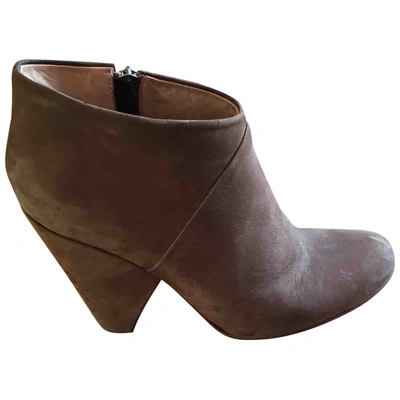Pre-owned Hope Leather Ankle Boots In Beige