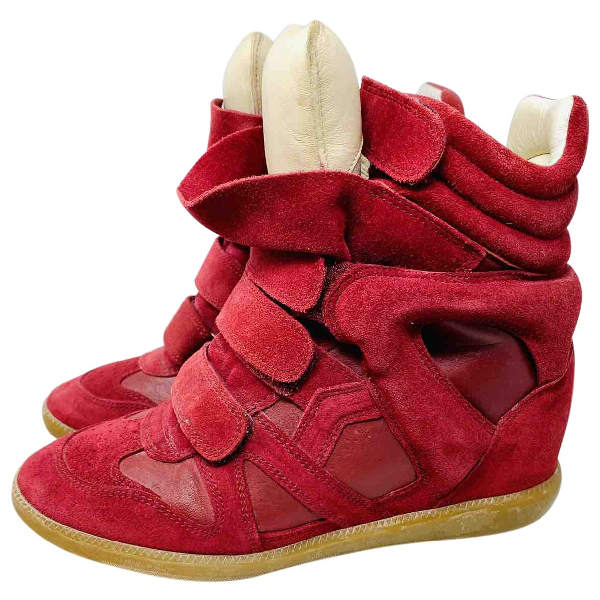 Pre-owned Isabel Marant Buckee Burgundy Suede Trainers | ModeSens