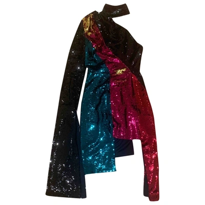 Pre-owned 16arlington Glitter Mini Dress In Black