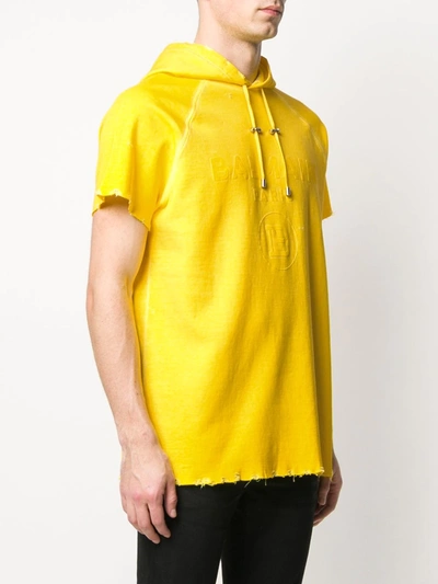 Balmain T-shirt Mit Kapuze In Yellow