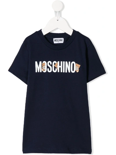 Moschino Teen Bears Logo T-shirt In Blue