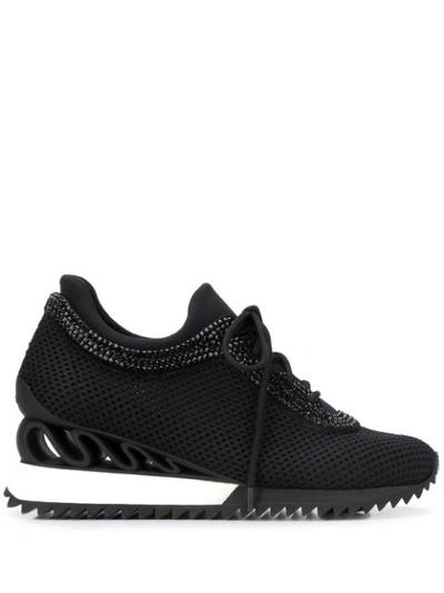 Le Silla Wave Crystal-embellished Chunky Sneakers In Black