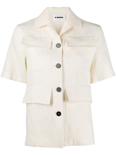 Jil Sander Flap-pocket Notched-lapel Shirt In White