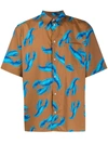 Msgm Lobster-print Cotton Shirt In Brown