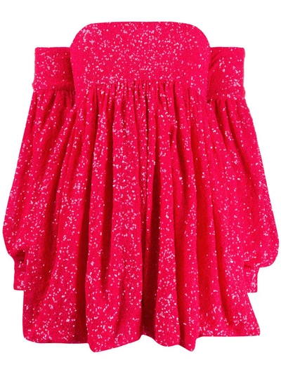 Amen Sequined Off-the-shoulder Cocktail Dress In Pink