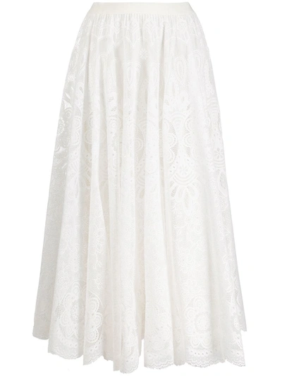 Red Valentino Redvalentino Flared Lace Skirt In White