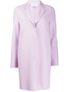 Harris Wharf London Cocoon Single Breasted Coat In Purple