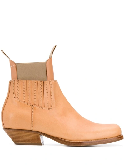 Mm6 Maison Margiela Leather Ankle Boots In Apricot