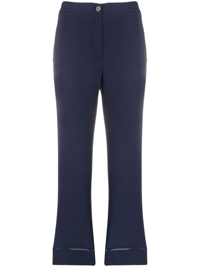 Semicouture Cropped Turn-up Trousers In Blue