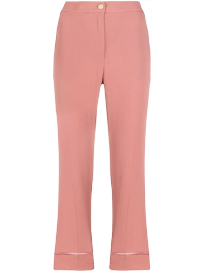 Semicouture Cropped Turn-up Trousers In Pink