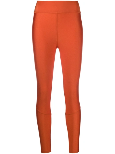 Moncler Branded Waistband Leggings In Orange
