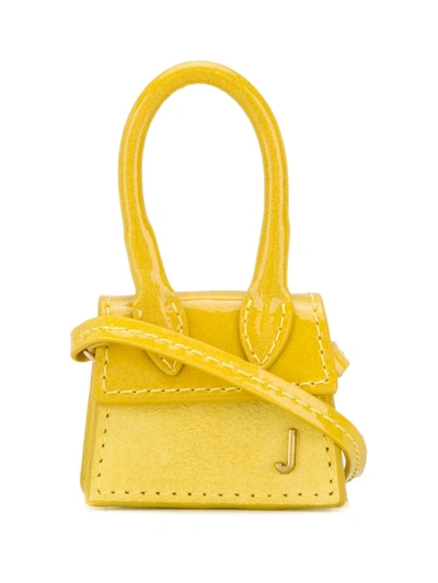 Jacquemus Le Petit Chiquito Patent-leather And Suede Bag In Yellow