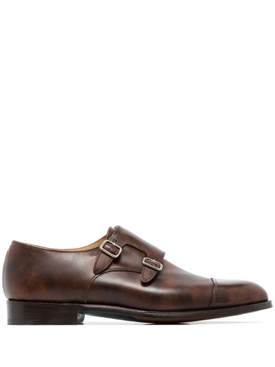 Tricker's Dark Brown Leavenworth Leather Monk Shoes
