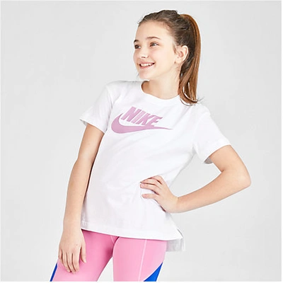Nike Kids' Big Girls Cotton Logo-print T-shirt In White