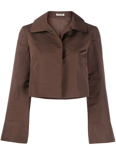 Pre-owned Miu Miu 1990s Classic Collar Cropped Jacket In Brown