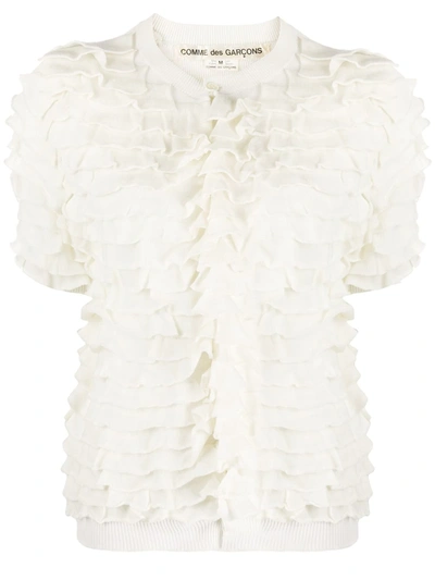 Pre-owned Comme Des Garçons 1990s Ruffled Buttoned Blouse In White