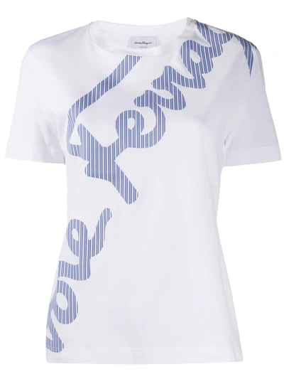 Ferragamo Logo Patch Cotton Jersey T-shirt In White