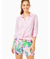 Lilly Pulitzer Sea View Swim Cover-up In Conch Shell Pink Ltwt Oxford Stripe