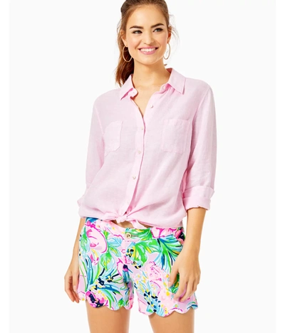 Lilly Pulitzer Sea View Swim Cover-up In Urchin Pink X Resort White