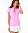 Lilly Pulitzer Women's Upf 50+ Luxletic Frida Ruffle Polo Top In Pink Size Xl -  In Pink